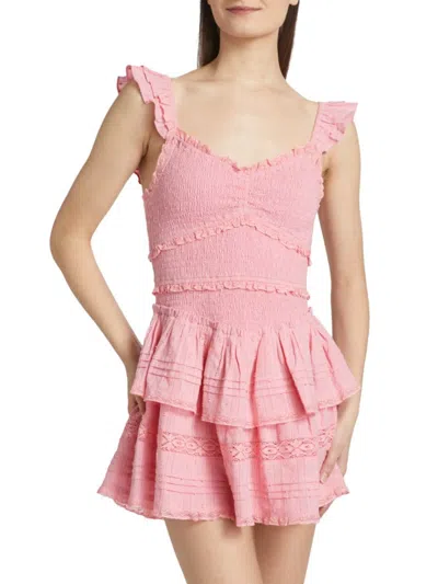 Loveshackfancy Women's Lovine Smocked Cotton Ruffled Minidress In Pink