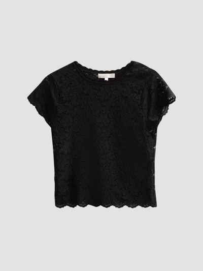 Loveshackfancy Women's Lucas Floral Lace T-shirt In Black
