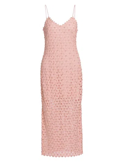 Loveshackfancy Women's Lunaria Embellished Crocheted Cotton Midi-dress In Pink