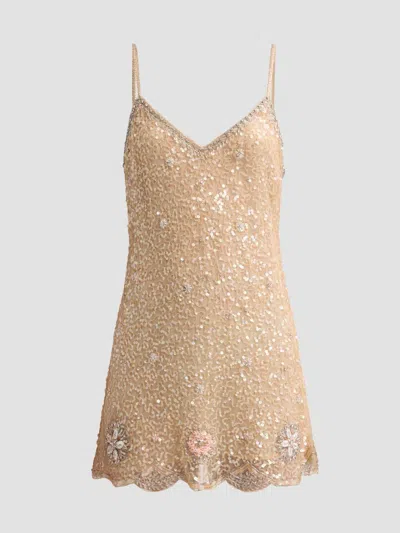 Loveshackfancy Women's Lyrica Embellished Mini Dress In Gold