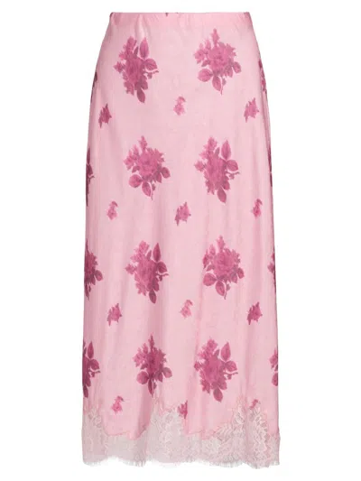 Loveshackfancy Malina Midi Skirt In Berrywood In Pink