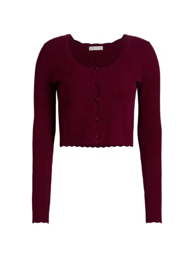 Loveshackfancy Women's Martti Pointelle-knit Cardigan In Purple