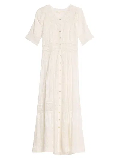 Loveshackfancy Women's Minka Lace-trim Cotton Midi-dress In Neutral