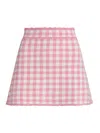 Loveshackfancy Gingham Scallop-hem Mini Skirt In Pink