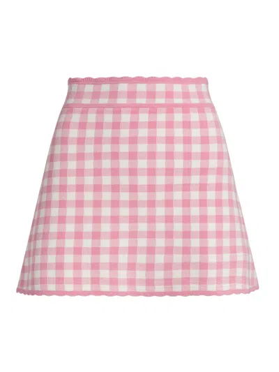 Loveshackfancy Women's Muna Knit Gingham A-line Miniskirt In Pink