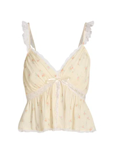 Loveshackfancy Women's Nicoleta Floral Laced Top In Neutral
