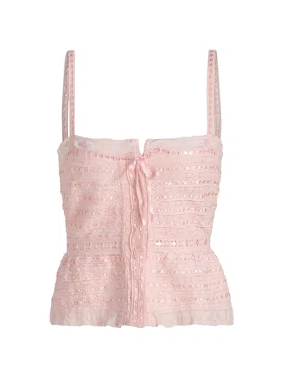 Loveshackfancy Women's Niraya Ribbon Cami In Pink