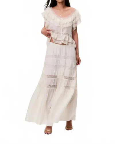 Loveshackfancy Women's Nivine Silk Lace Maxi Skirt In White In Beige