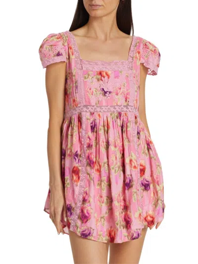 Loveshackfancy Women's Nutmeg Floral Mini Dress In Wild Pink