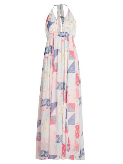 Loveshackfancy Women's Patchwork-print Halter Maxi Dress In Multi