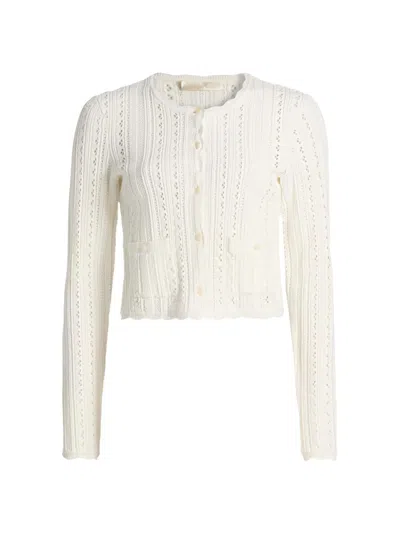 Loveshackfancy Women's Peridot Scalloped Trim Cardigan In White