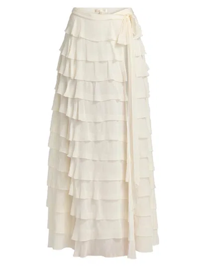 Loveshackfancy Women's Reiyanette Tiered Chiffon Maxi Skirt In Neutral