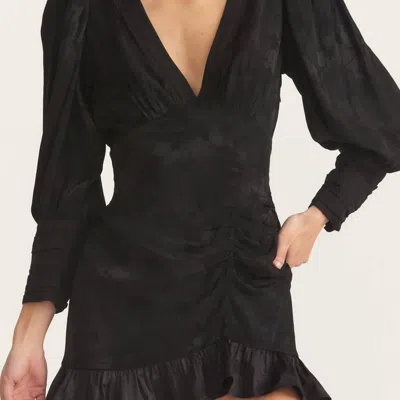 Loveshackfancy Women's Revaline Plunge Blouson Sleeve Ruffled Dress In Black