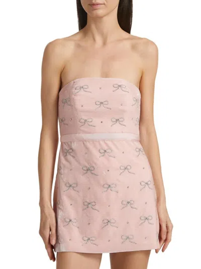 Loveshackfancy Women's Rhinestone Velvet Rinwell Mini Dress In Pink