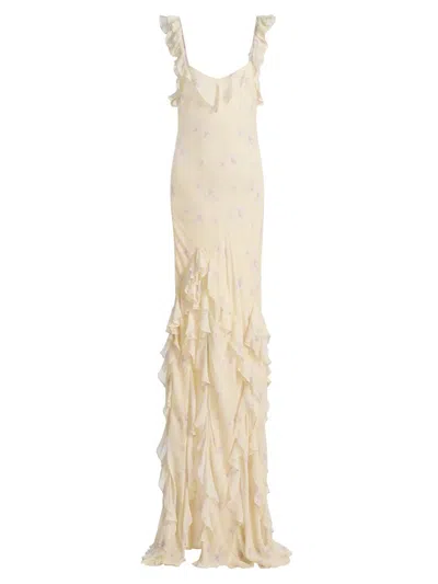 Loveshackfancy Women's Roseline Floral Ruffled Mermaid Maxi Dress In Neutral