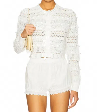 Loveshackfancy Women's Roselline Cardigan In Heather Grey In White