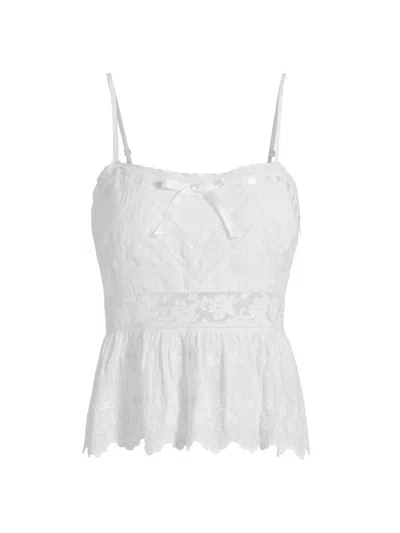 Loveshackfancy Women's Rowina Embroidered Lace Top In White