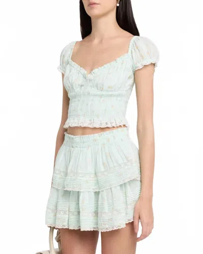 Loveshackfancy Ruffle Mini Skirt Celadon Drift In Blue