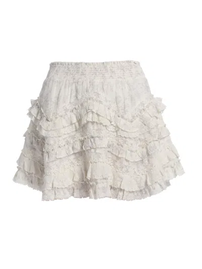 Loveshackfancy Women's Serevina Floral Ruffle Miniskirt In White