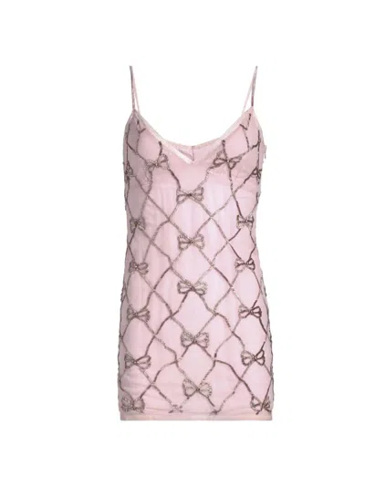Loveshackfancy Women's Shella Beaded Bow Minidress In Pink