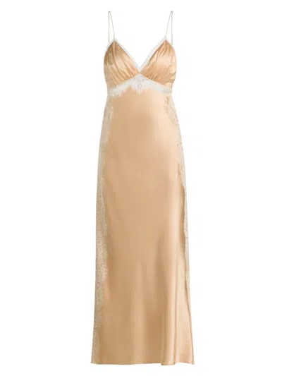 Loveshackfancy Women's Shia Lace-trim Silk-blend Slipdress In Neutral