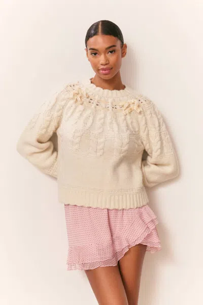 Loveshackfancy Sloanna Pullover Top In Ivory In Pink