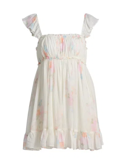 Loveshackfancy Zanira Floral Mini Dress In White