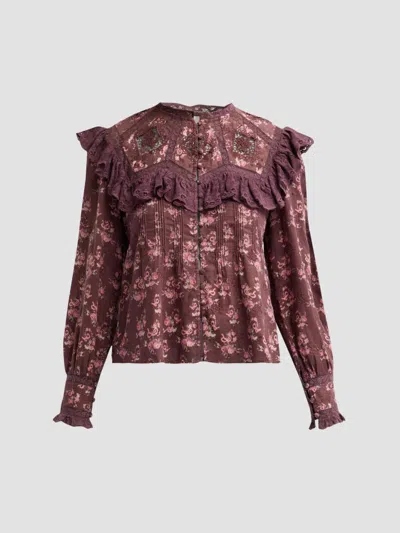 Loveshackfancy Women's Zephyra Floral Cotton Ruffle-trim Top In Animal Print