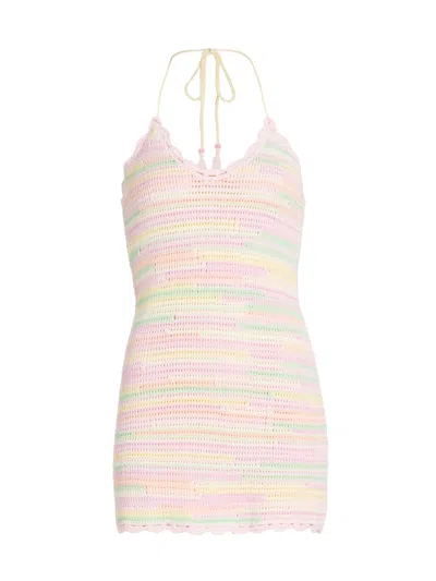 Loveshackfancy Women's Zoa Hlaterneck Cotton -a-line Minidress In Multi