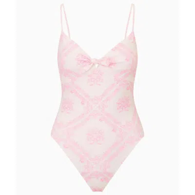 Loveshackfancy Women's Zyra One-piece Toile Swimsuit, Ivory Heirloom In Pink