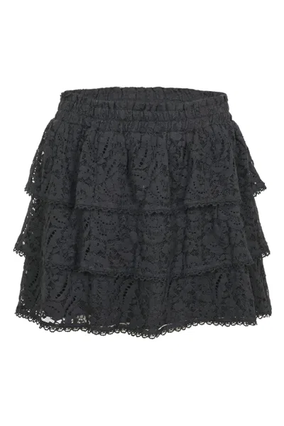Loveshackfancy Womens Black Tiered Mini Skirt