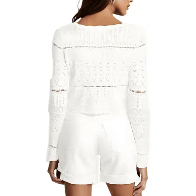 Loveshackfancy Womens Button Knit Cardigan Sweater In White