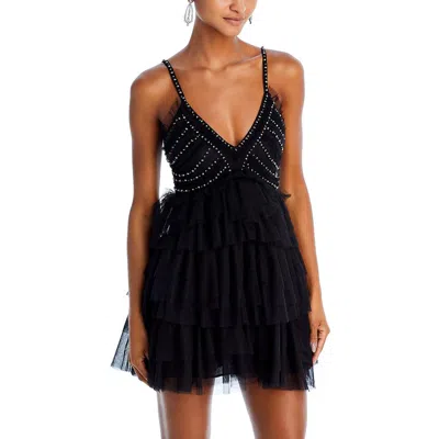 Loveshackfancy Womens Mini Embellished Cocktail And Party Dress In Black