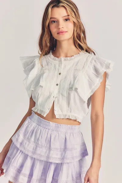 Loveshackfancy Womens White Ruffle Top