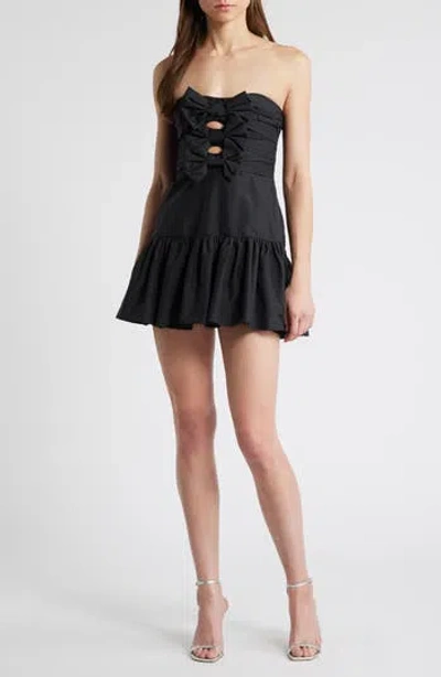 Loveshackfancy Woodlow Strapless Minidress In Black