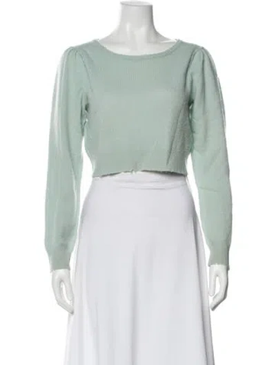 Pre-owned Loveshackfancy Wool Bateau Neckline Sweater In Green