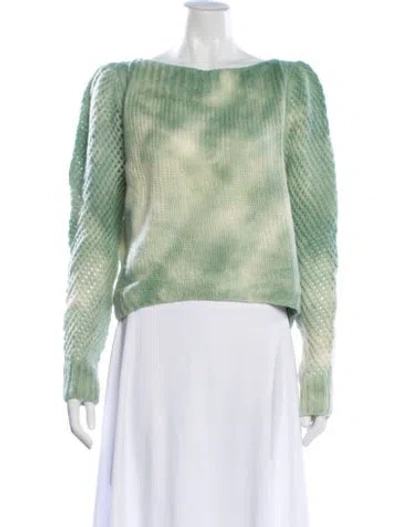 Pre-owned Loveshackfancy Wool Bateau Neckline Sweater In Green