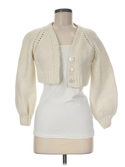 Pre-owned Loveshackfancy Wool Cardigan Sweater In Ivory