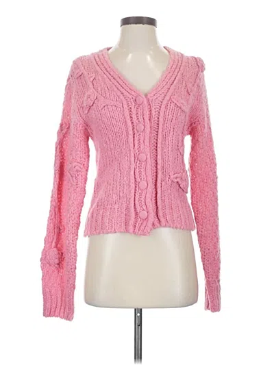 Pre-owned Loveshackfancy Wool Cardigan Sweater In Pink