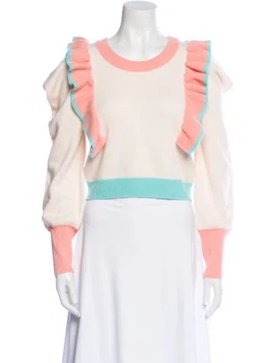 Pre-owned Loveshackfancy Wool Colorblock Pattern Sweater In Neutral