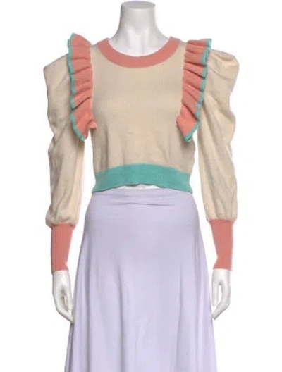 Pre-owned Loveshackfancy Wool Colorblock Pattern Sweater In Neutral