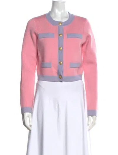Pre-owned Loveshackfancy Wool Colorblock Pattern Sweater In Pink