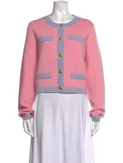 Pre-owned Loveshackfancy Wool Colorblock Pattern Sweater In Pink