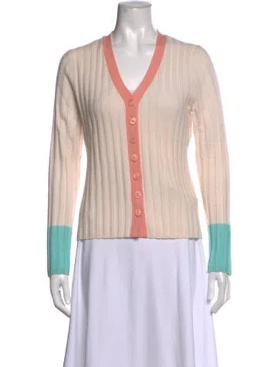 Pre-owned Loveshackfancy Wool Colorblock Pattern Sweater In Pink