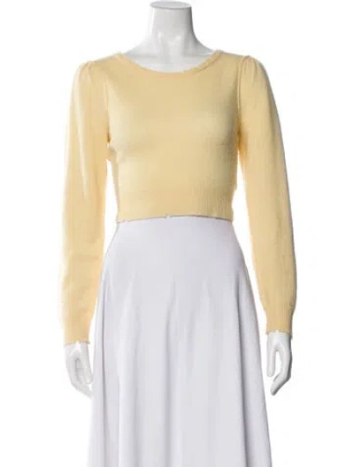 Pre-owned Loveshackfancy Wool Crew Neck Crop Top In Yellow