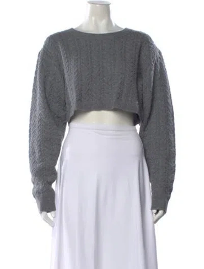 Pre-owned Loveshackfancy Wool Crew Neck Sweater In Gray