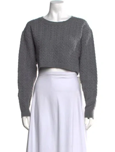 Pre-owned Loveshackfancy Wool Crew Neck Sweater In Grey
