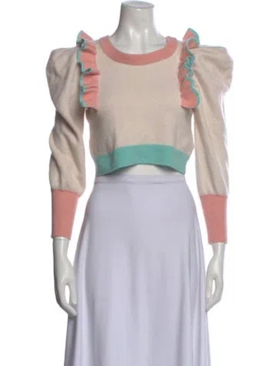 Pre-owned Loveshackfancy Wool Crew Neck Sweater In Neutral