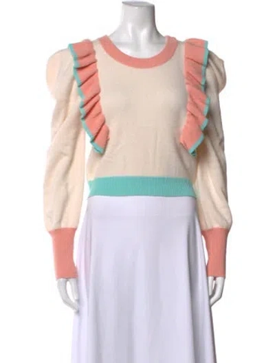 Pre-owned Loveshackfancy Wool Crew Neck Sweater In Neutrals