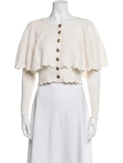 Pre-owned Loveshackfancy Wool Crew Neck Sweater In Neutrals